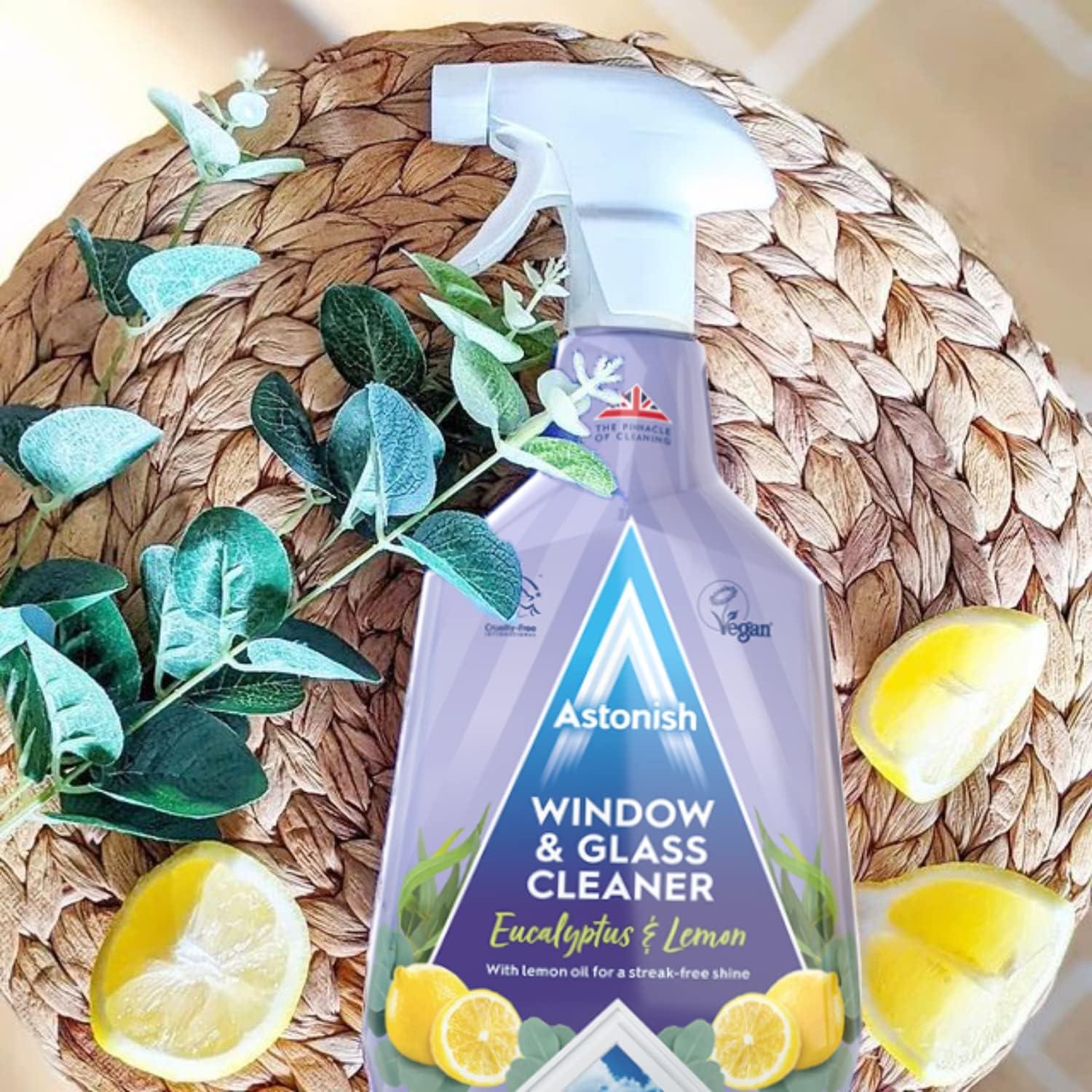 image:imageAstonish Streak Free Window amp Glass Cleaner Spray Bottle With Vinegar For Deep Cleaning Eucalyptus amp Lemon Scented Home And Bathroom Cleaner Vegan Cruelty Free Household Cleaning Supplies 750ml2536 Fl Oz Pack of 3