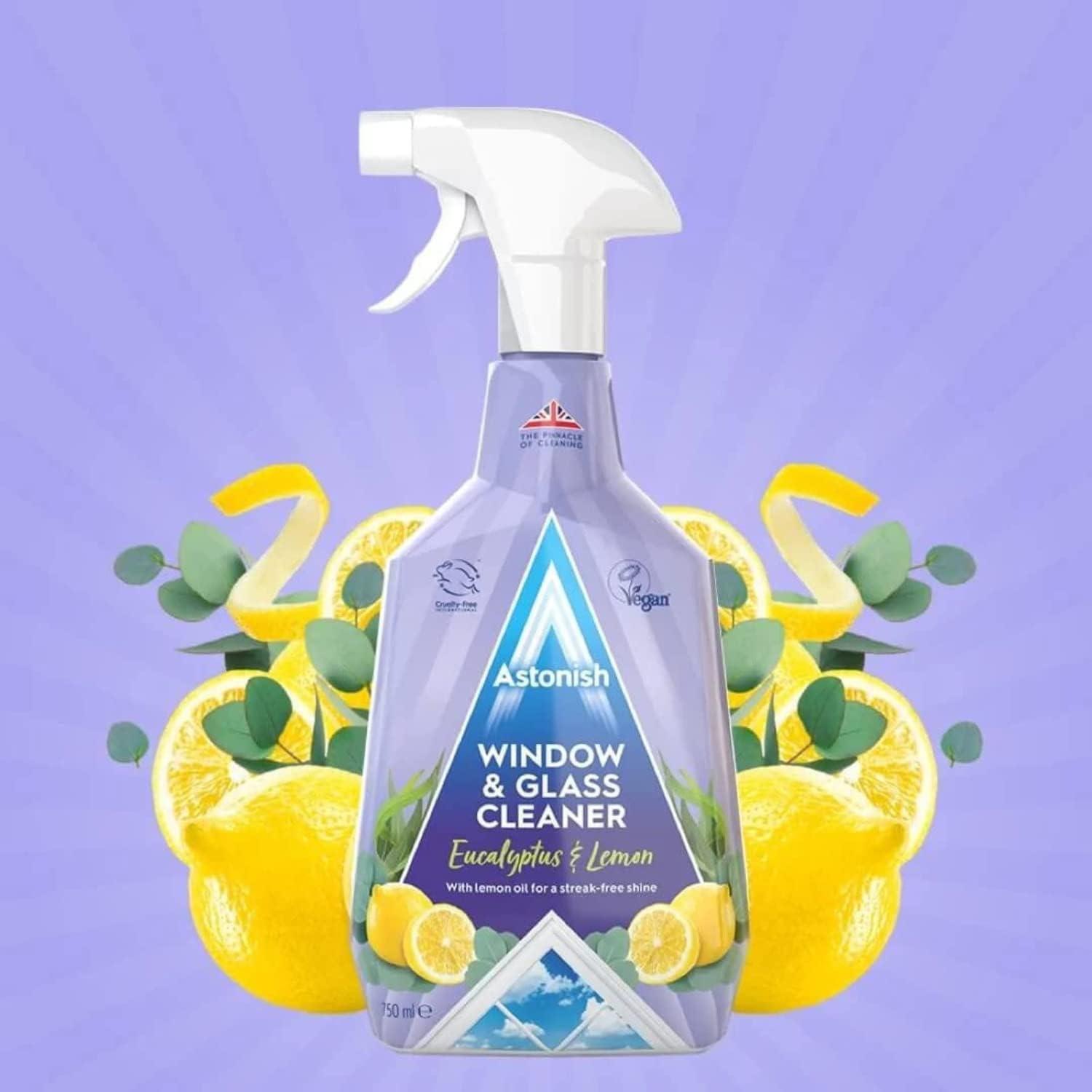 image:imageAstonish Streak Free Window amp Glass Cleaner Spray Bottle With Vinegar For Deep Cleaning Eucalyptus amp Lemon Scented Home And Bathroom Cleaner Vegan Cruelty Free Household Cleaning Supplies 750ml2536 Fl Oz Pack of 3