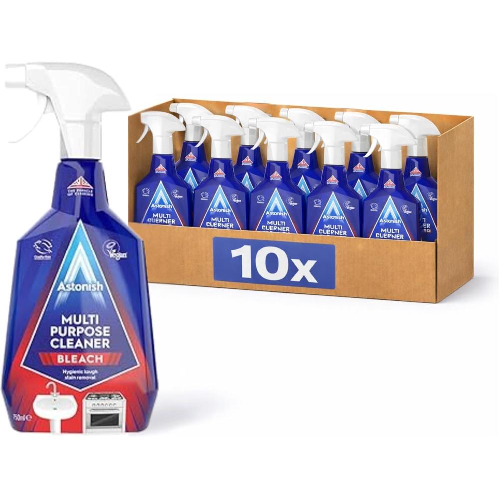 image:imageAstonish Multi Purpose Cleaning Spray With The Added Power Of Bleach  All Purpose Cleaning Solution Removes Heavy Duty Stains amp Hygienically Cleans Bathrooms amp Kitchen Surfaces 750ml Spray Bottle253 Fl Oz Pack of 10