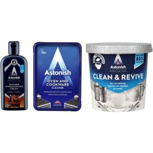 Astonish Revival Bundle – Includes Specialist Leather Conditioning Cream, Oven & Cookware Cleaning Paste & Specialist Clean & Revive Foaming Powder