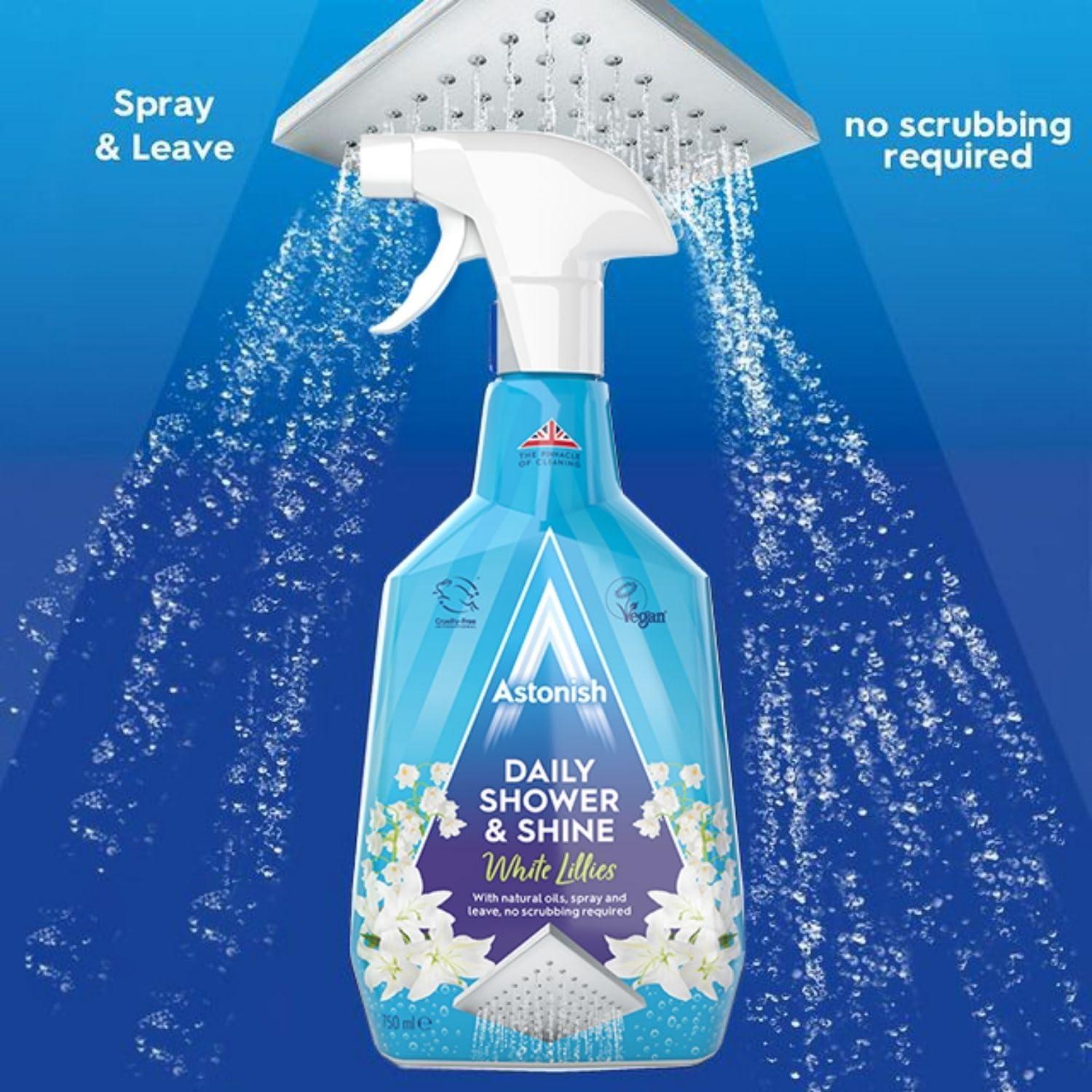image:imageAstonish Daily Shower Shine White Lilies Cleaning Spray 3 Pack No Scrub After Shower Spray Foam Prevents Watermarks amp Buildup CrueltyFree Household Cleaning Products750ml Spray Bottles2536 Fl Oz Pack of 3