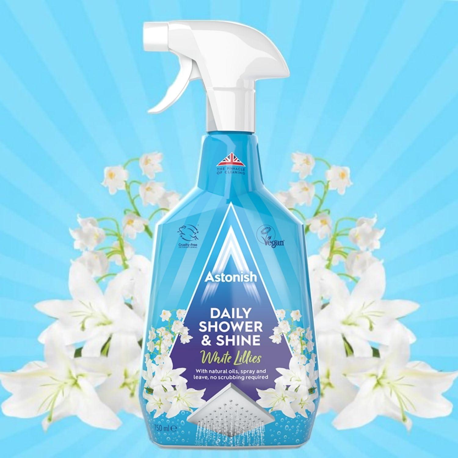 image:imageAstonish Daily Shower Shine White Lilies Cleaning Spray 3 Pack No Scrub After Shower Spray Foam Prevents Watermarks amp Buildup CrueltyFree Household Cleaning Products750ml Spray Bottles2536 Fl Oz Pack of 3