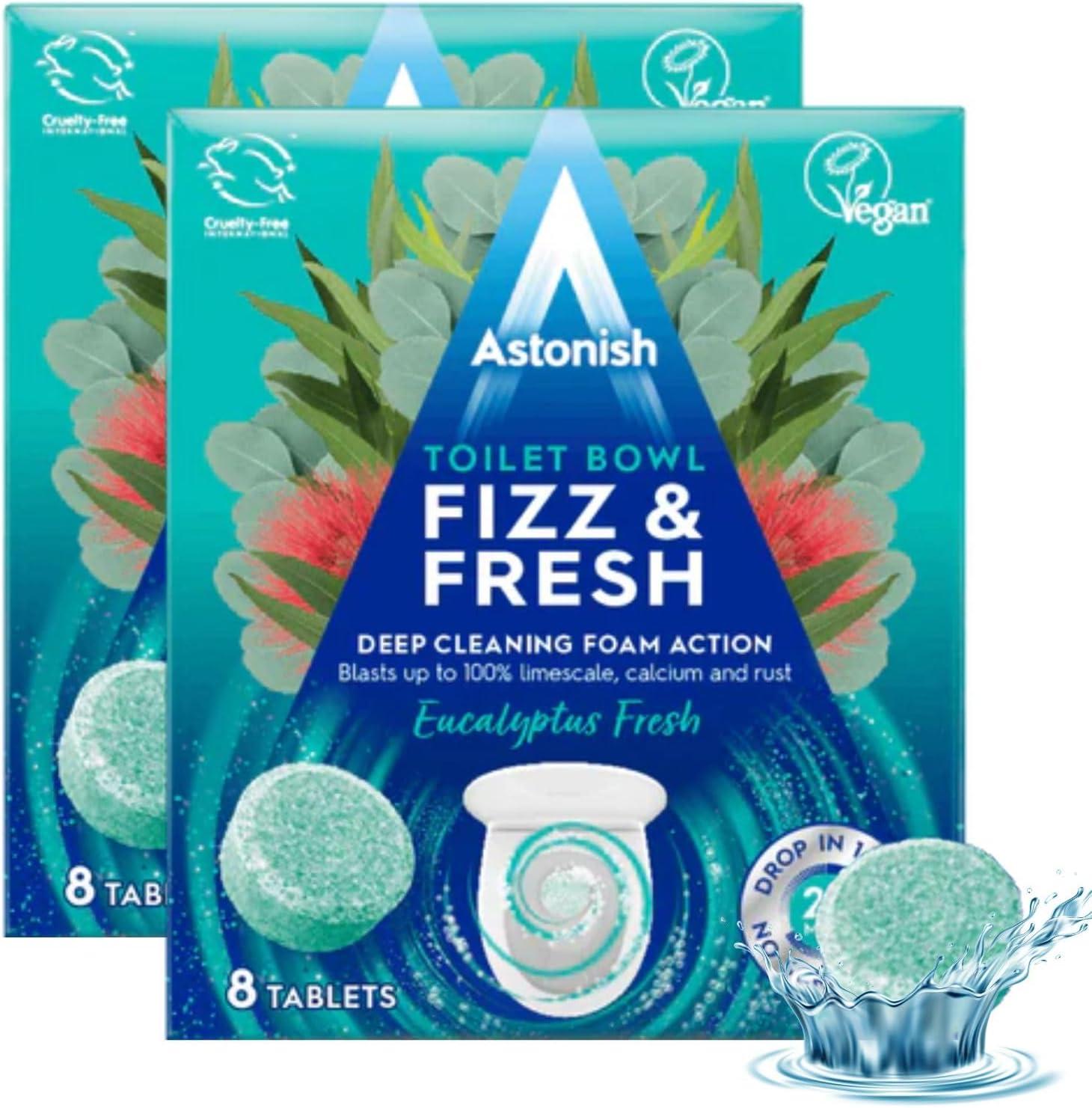 image:imageAstonish Foaming Pink Peony Toilet Bowl Cleaner Deep Cleaning Limescale Calcium amp Rust No Bottle Removes Hard Stains Box of 8 TabletsEucalyptus
