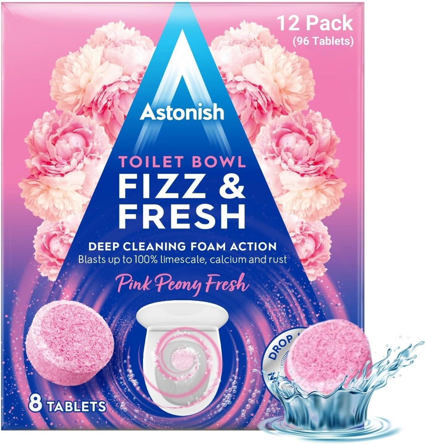 image:imageAstonish Foaming Pink Peony Toilet Bowl Cleaner Deep Cleaning Limescale Calcium amp Rust No Bottle Removes Hard Stains Box of 8 TabletsFresh Peony