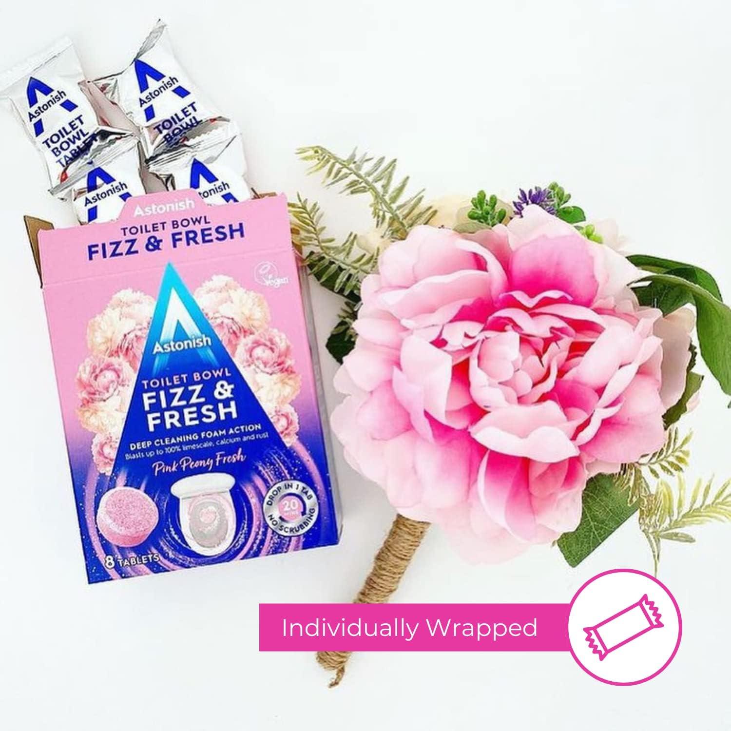 image:imageAstonish Foaming Pink Peony Toilet Bowl Cleaner Deep Cleaning Limescale Calcium amp Rust No Bottle Removes Hard Stains Box of 8 TabletsFresh Peony