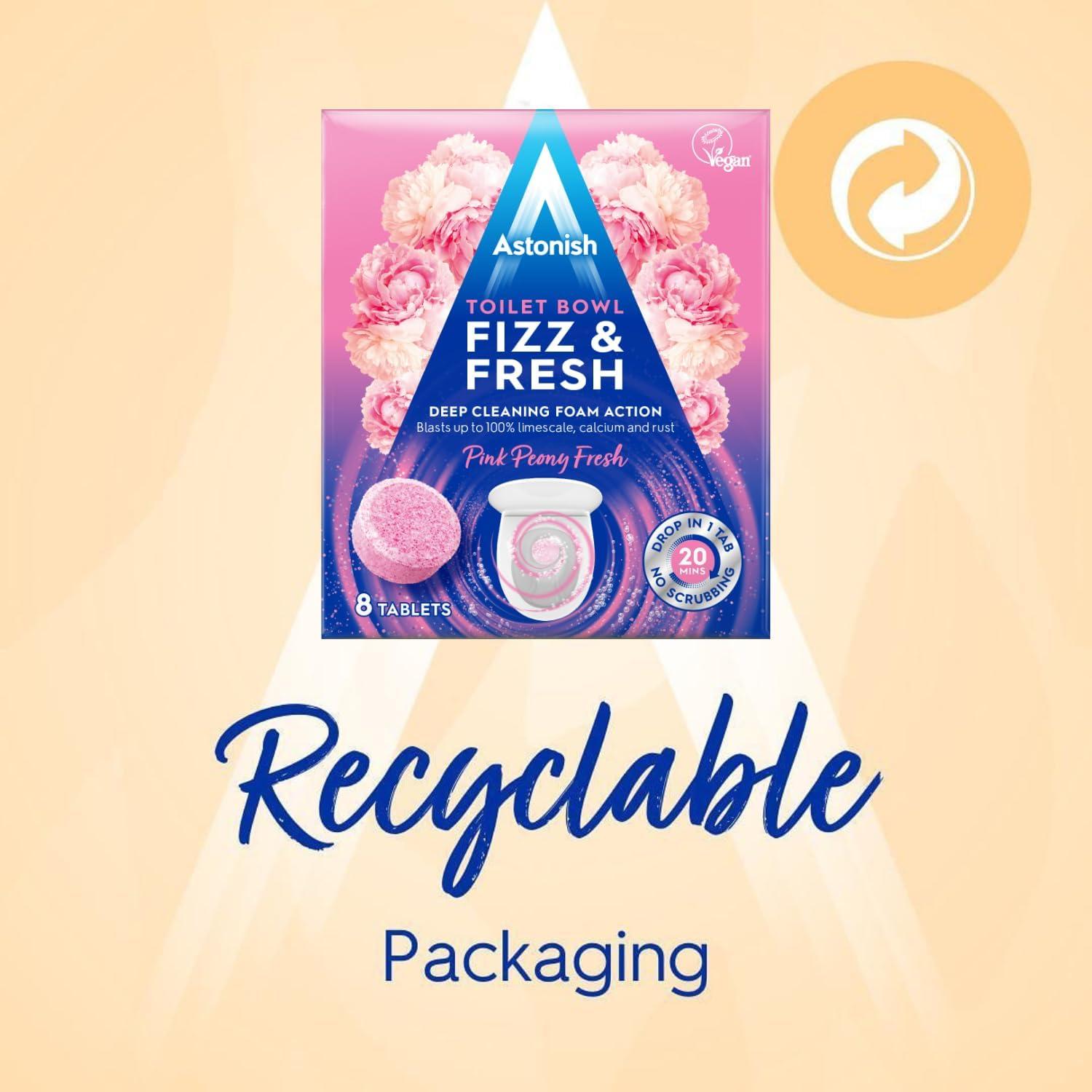 image:imageAstonish Foaming Pink Peony Toilet Bowl Cleaner Deep Cleaning Limescale Calcium amp Rust No Bottle Removes Hard Stains Box of 8 TabletsFresh Peony