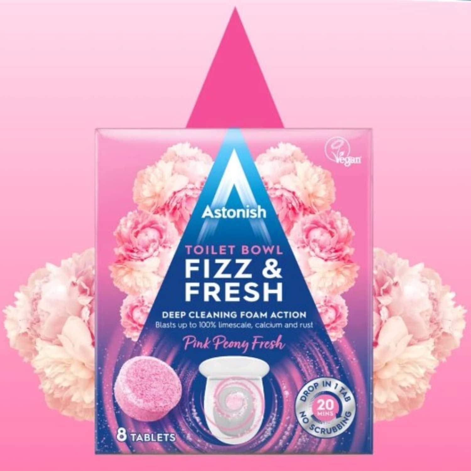 image:imageAstonish Foaming Pink Peony Toilet Bowl Cleaner Deep Cleaning Limescale Calcium amp Rust No Bottle Removes Hard Stains Box of 8 TabletsFresh Peony