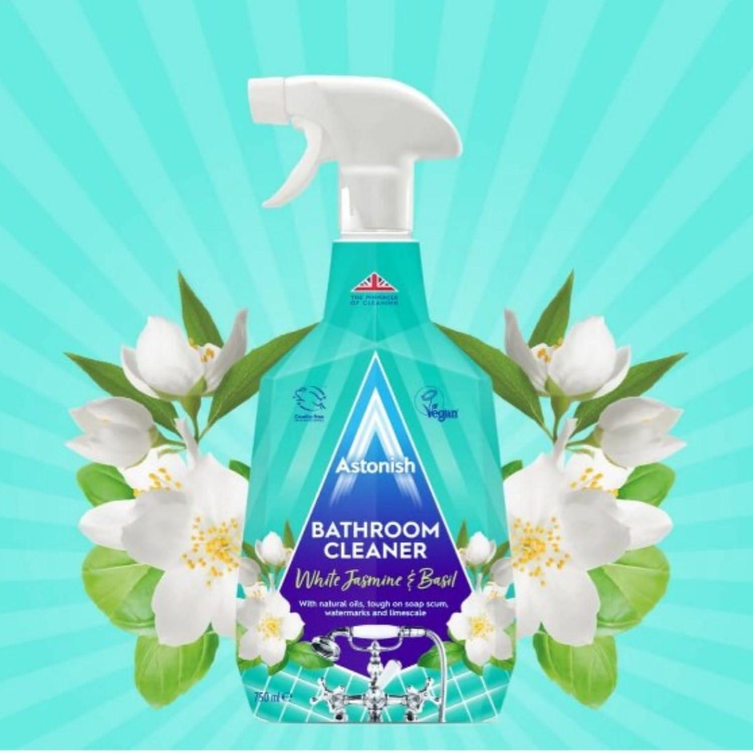 image:imageAstonish Streak Free Foaming Bathroom Cleaner Spray Bottle Deep Cleaning White Jasmine amp Basil Scented Spray For Soap Scum Watermarks amp Limescale Cruelty Free Household Cleaning Supplies 750 ml1268 Fl Oz Pack of 2
