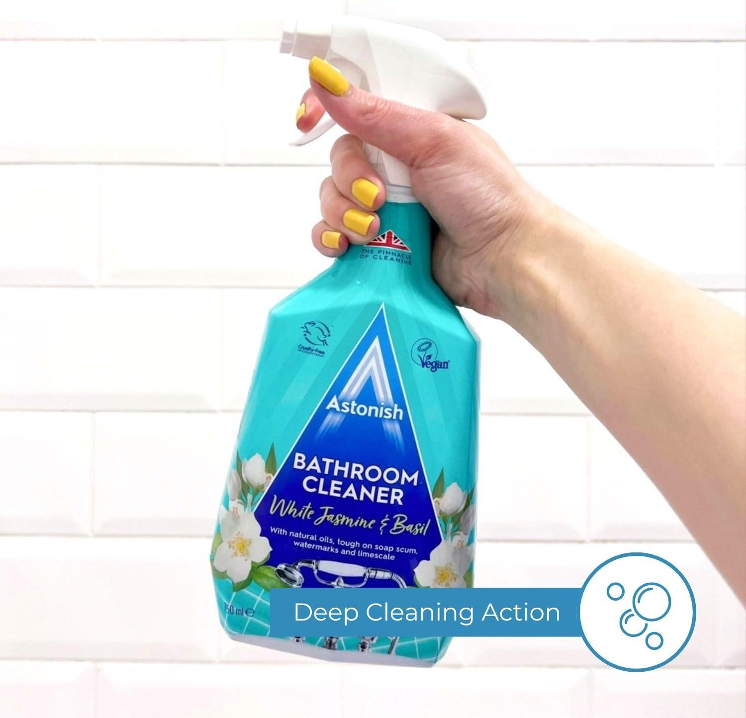 image:imageAstonish Streak Free Foaming Bathroom Cleaner Spray Bottle Deep Cleaning White Jasmine amp Basil Scented Spray For Soap Scum Watermarks amp Limescale Cruelty Free Household Cleaning Supplies 750 ml2536 Fl Oz Pack of 1