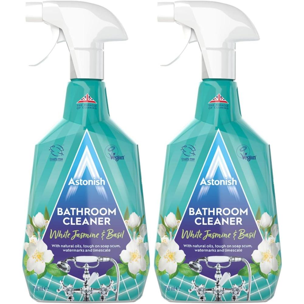 image:imageAstonish Streak Free Foaming Bathroom Cleaner Spray Bottle  Deep Cleaning White Jasmine amp Basil Scented Spray For Soap Scum Watermarks amp Limescale  Cruelty Free Household Cleaning Supplies 750 ml1268 Fl Oz Pack of 2