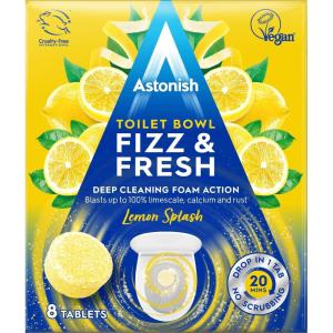 Astonish Foaming Pink Peony Toilet Bowl Cleaner – Deep Cleaning Limescale, Calcium & Rust – No Bottle, Removes Hard Stains – Box of 8 Tablets(Lemon Splash)