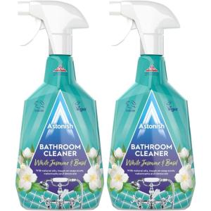 Astonish Streak Free Foaming Bathroom Cleaner Spray Bottle – Deep Cleaning White Jasmine & Basil Scented Spray For Soap Scum, Watermarks & Limescale – Cruelty Free Household Cleaning Supplies, 750 ml(12.68 Fl Oz (Pack of 2))