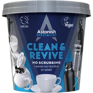 Descaling Foaming Powder | Tea & Coffee Mugs, Pots, Kettles & Stainless Steel | Dissolves Limescale & Eliminates Stains | Astonish Clean & Revive(12.3 Ounce (Pack of 1))