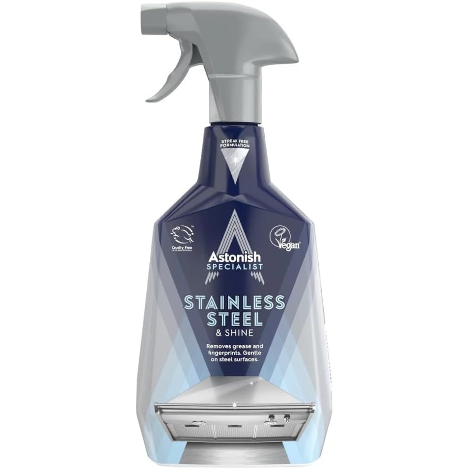 image:imageAstonish Specialist Stainless Steel Cleaner amp Shine Spray Clear Waters  StreakFree Polished Finish for Fridge Range Hood amp Back Splash  Remove Grease amp Watermarks Vegan CrueltyFree 750ml